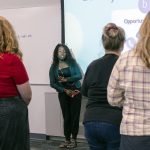 Jartue McCoy leads an educational activity at the special education conference on July 21