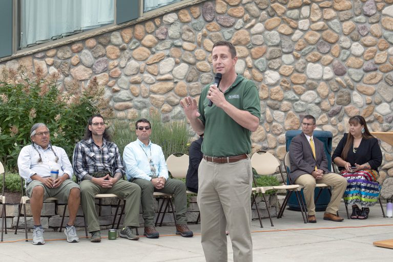 President John Hoffman addresses attendees at the AIRC Day of Welcome on August 24