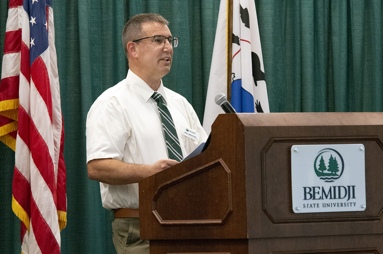 Bemidji State University Provost and Vice President for Academic Affairs Allen Bedford served as emcee