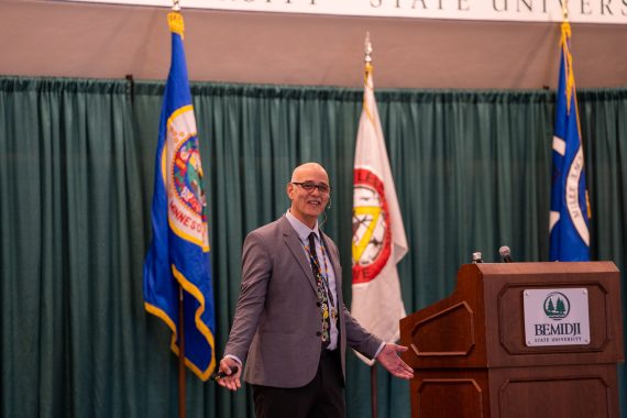 Dr. John Gonzalez speaks at the announced Minnesota State's Institute for Indigenous Education & Policy on Oct. 10