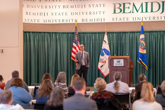 Dr. John Gonzalez speaks at the announced Minnesota State's Institute for Indigenous Education & Policy on Oct. 10