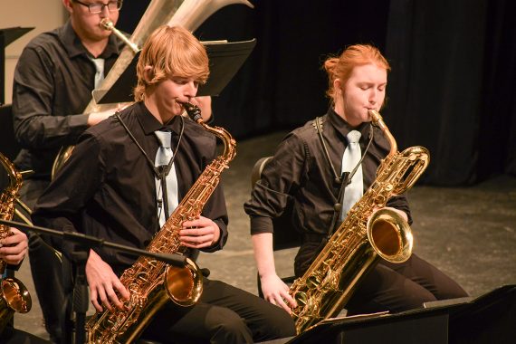 BSU Blue Ice Jazz Band musicians perform on Nov. 8 in the Bangsberg Hall Main Theatre.
