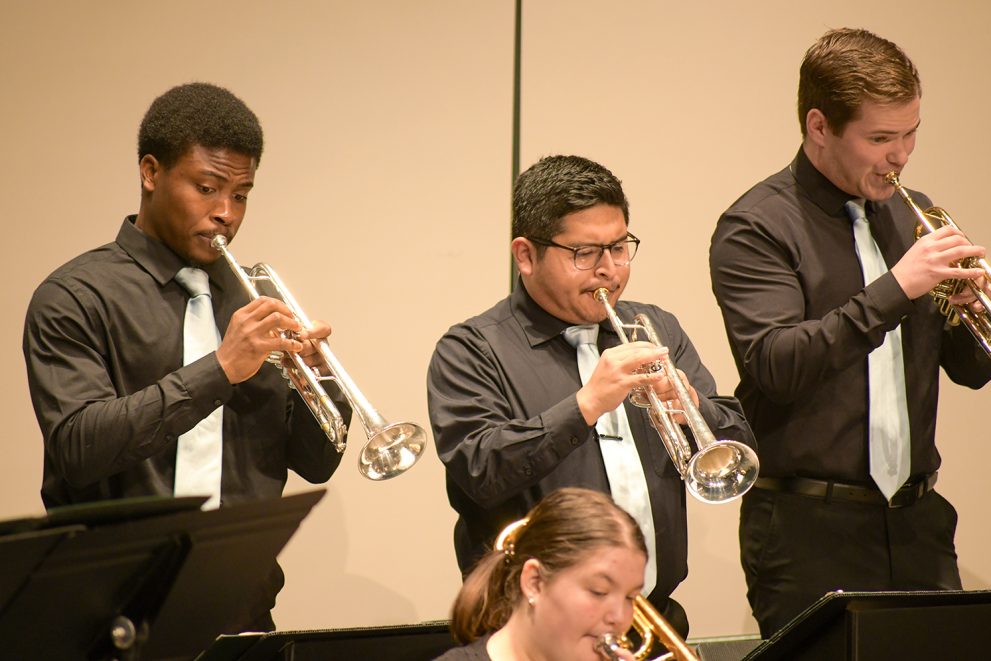 BSU Blue Ice Jazz Band musicians perform on Nov. 8 in the Bangsberg Hall Main Theatre.