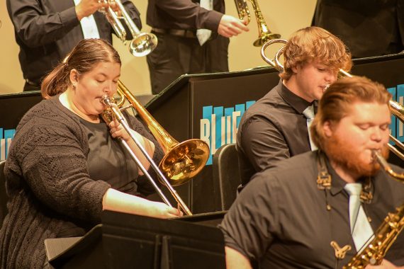 BSU Blue Ice Jazz Band musicians perform on Nov. 8 in the Bangsberg Hall Main Theatre.