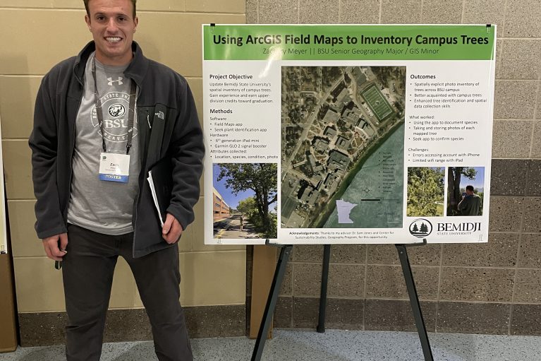 Zachary Meyer presented a poster about the trees on the Bemidji State campus