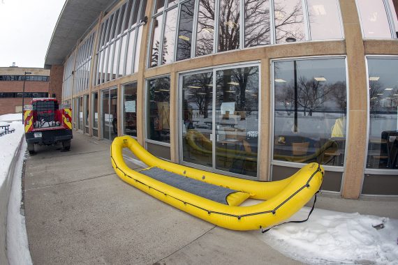 Rescue equipment on display during the ice fishing seminar at BSU on January 18