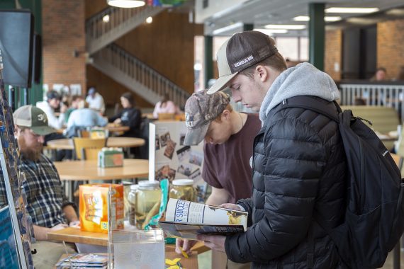 BSU students attend an ice fishing seminar on January 18 in BSU's Lakeside Food Court