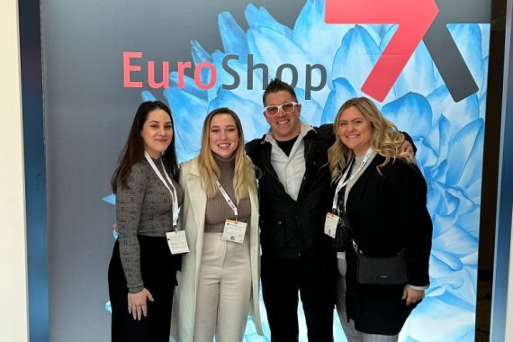 Bemidji State University students pose for a photo at EuroShop 2023