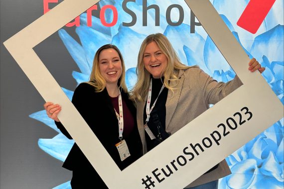 Bemidji State University students pose for a photo at EuroShop 2023