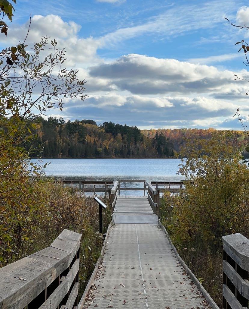 An image of a fishing pier at LaSalle Lake State Recreation Area