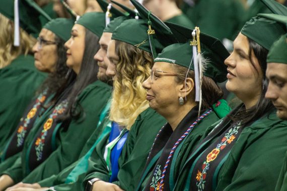 Students at BSU's commencement on May 5