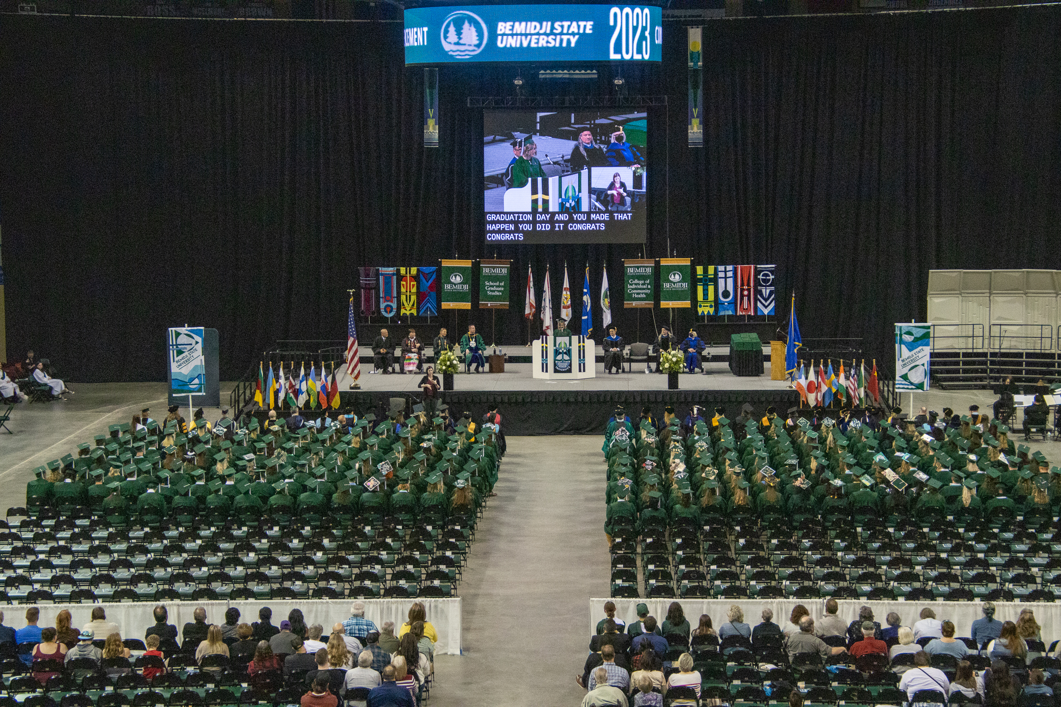 Students at BSU's commencement on May 5