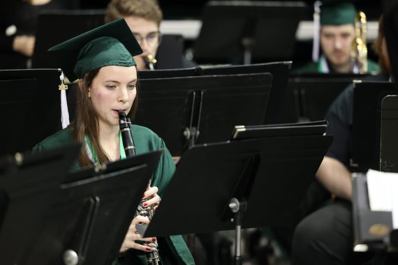 A BSU student plays a clarinet