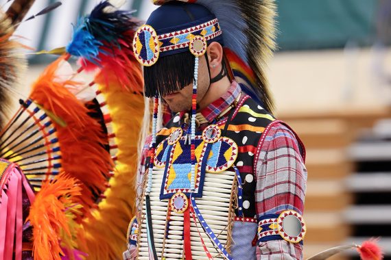 A photo of an American Indian dancer