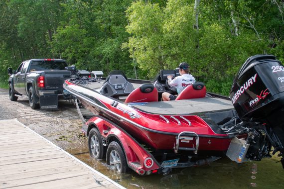 Matt Kennedy launches his boat