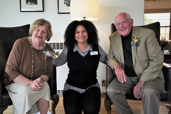 BSU's Vice President for University Advancement Allyssa Joseph (center) with Nancy (left) and Jim Bensen