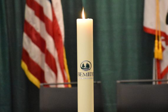 Candle representing the light of knowledge at BSU's Convocation.