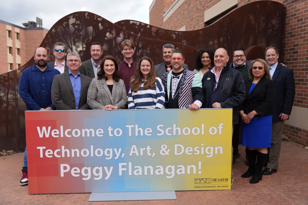 Minnesota Lieutenant Governor Peggy Flanagan with BSU faculty and staff