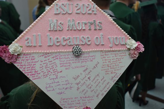 A decorated cap from BSU's Class of 2024