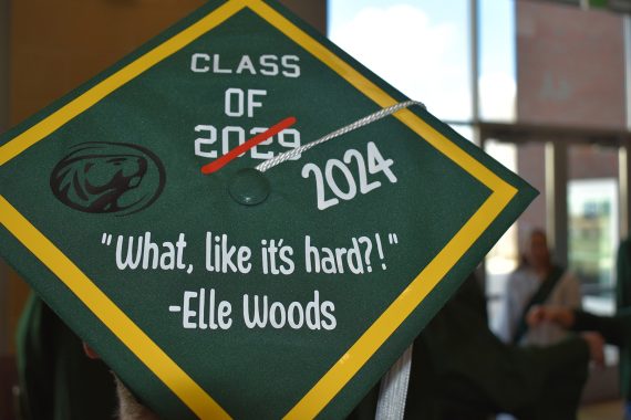 A decorated cap from BSU's Class of 2024