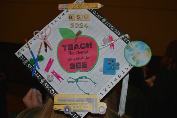 A decorated cap from BSU's Class of 2024