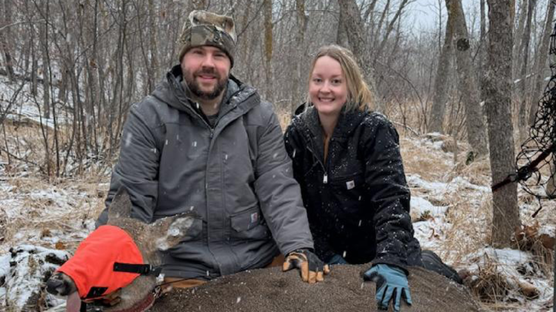Dr. Jacob Haus (left) with Raena Kemna during the 2024 deer survey in Bemidji
