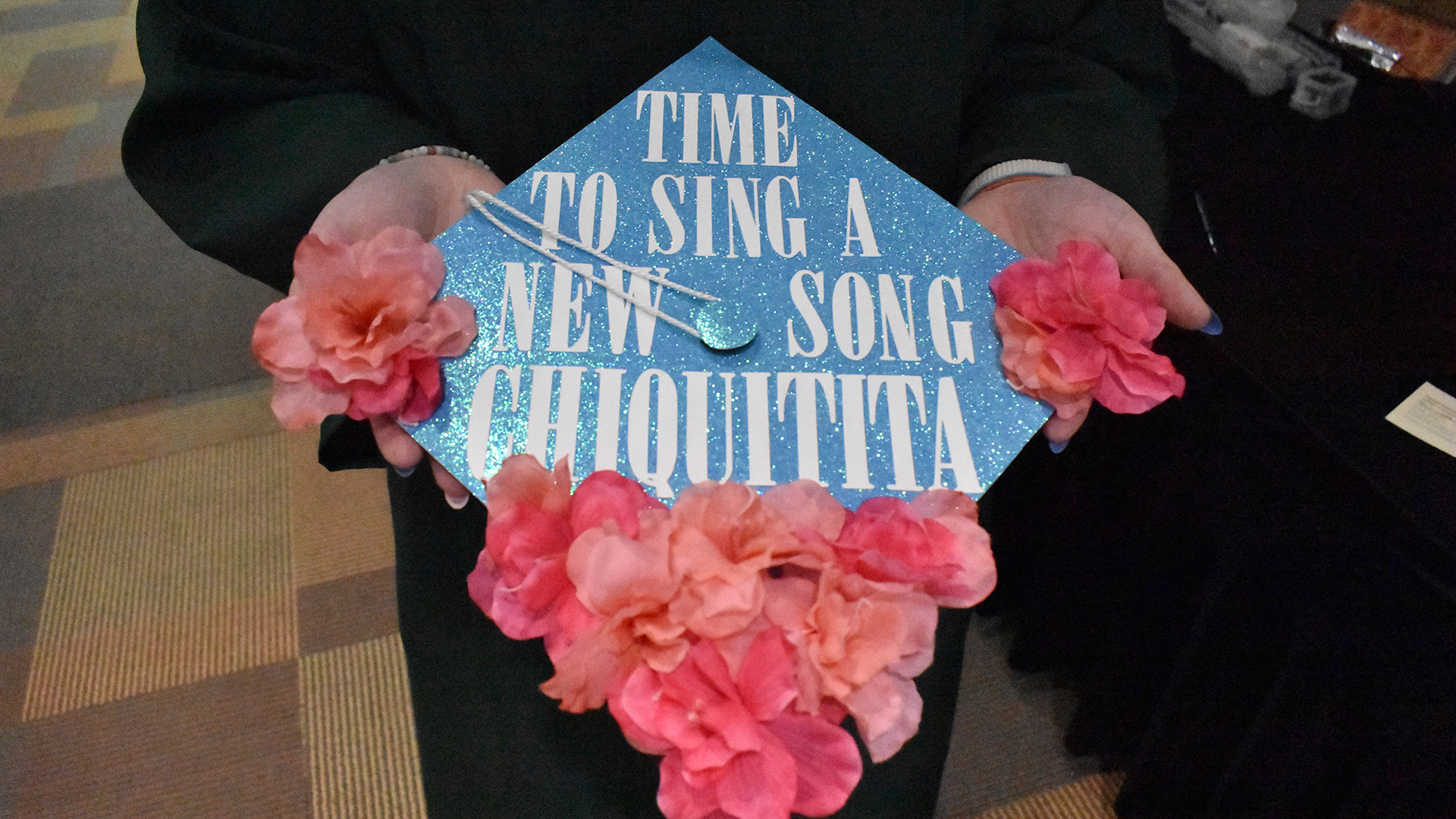 A decorated mortar board at BSU's 107th Commencement, May 8, 2026.