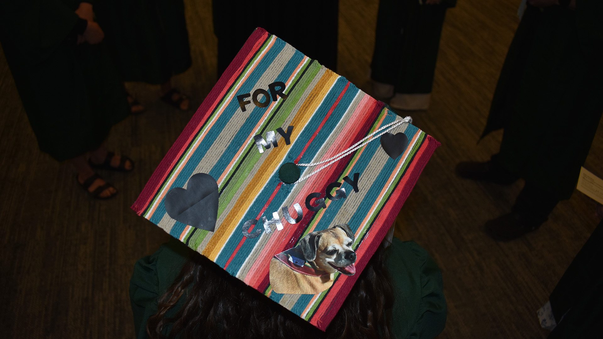 A decorated mortar board at BSU's 107th Commencement, May 8, 2026.