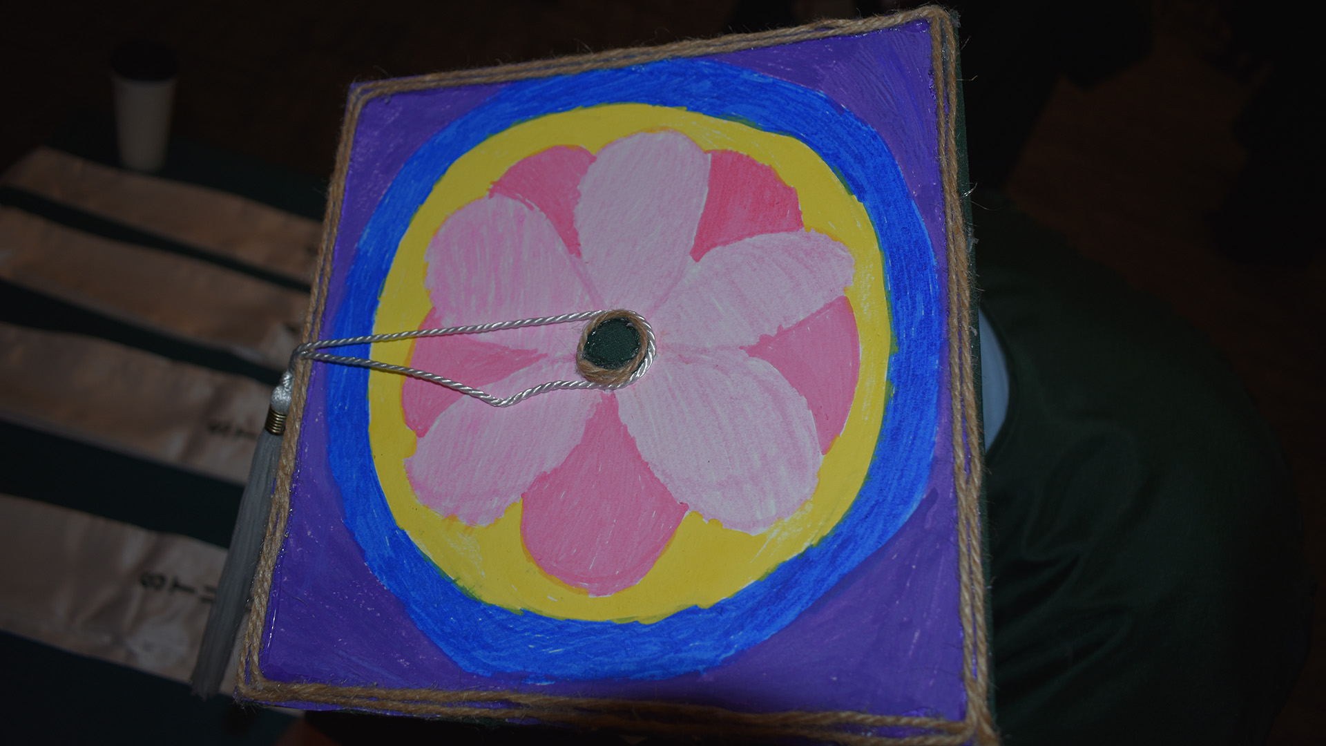 A decorated mortar board at BSU's 107th Commencement, May 8, 2026.