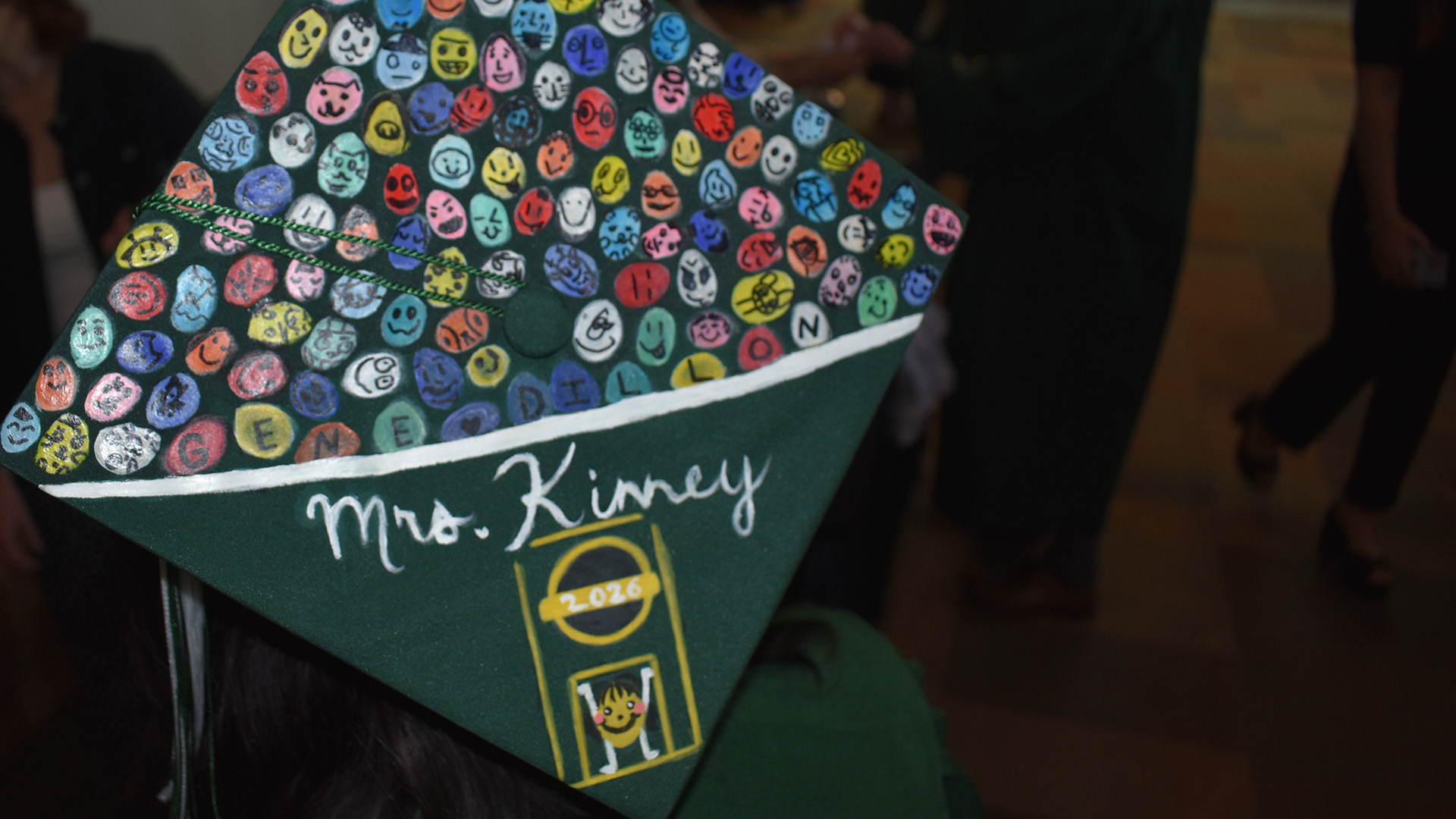 A decorated mortar board at BSU's 107th Commencement, May 8, 2026.
