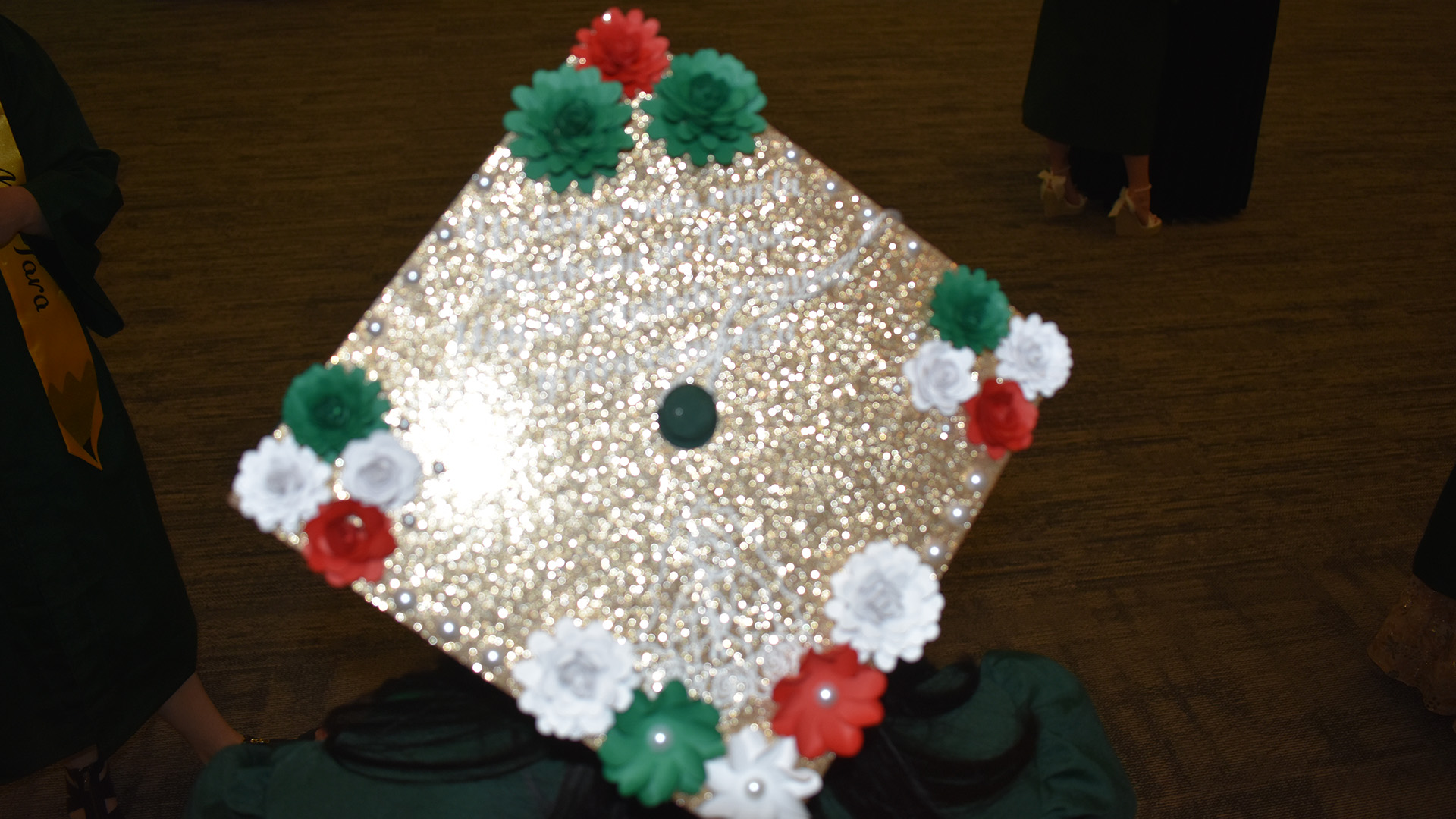 A decorated mortar board at BSU's 107th Commencement, May 8, 2026.