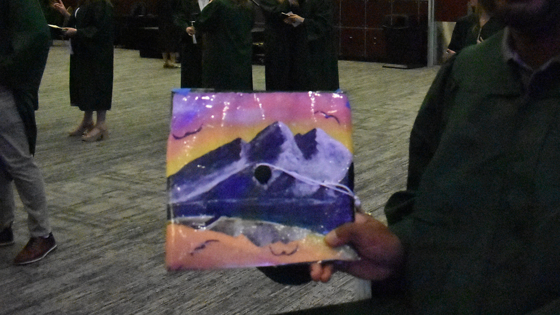 A decorated mortar board at BSU's 107th Commencement, May 8, 2026.