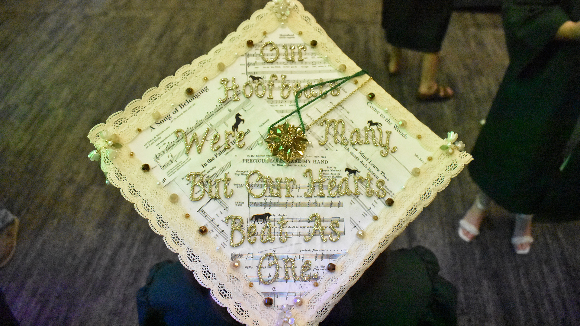 A decorated mortar board at BSU's 107th Commencement, May 8, 2026.