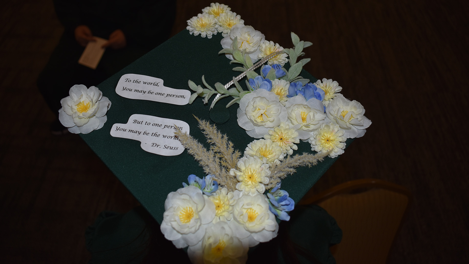 A decorated mortar board at BSU's 107th Commencement, May 8, 2026.