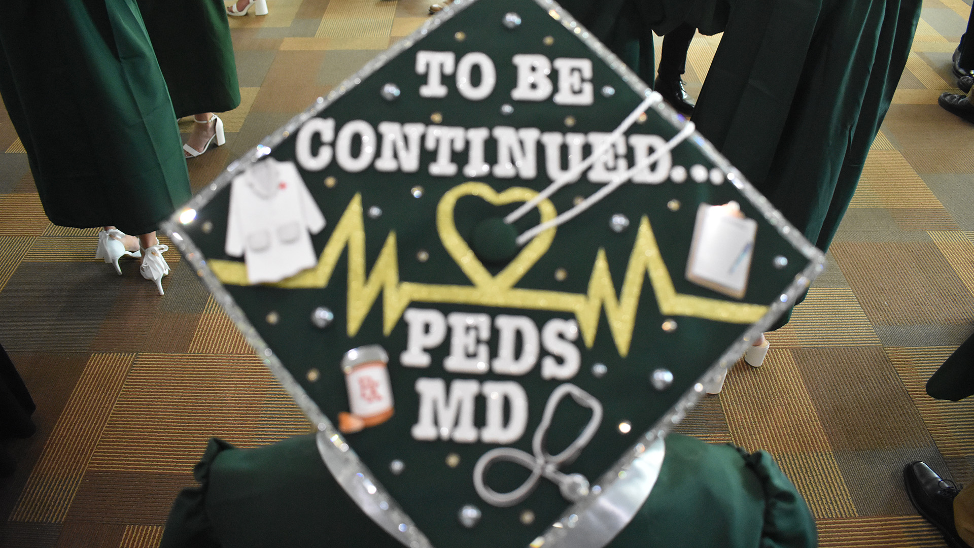 A decorated mortar board at BSU's 107th Commencement, May 8, 2026.