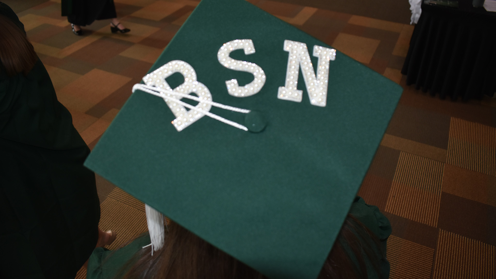 A decorated mortar board at BSU's 107th Commencement, May 8, 2026.