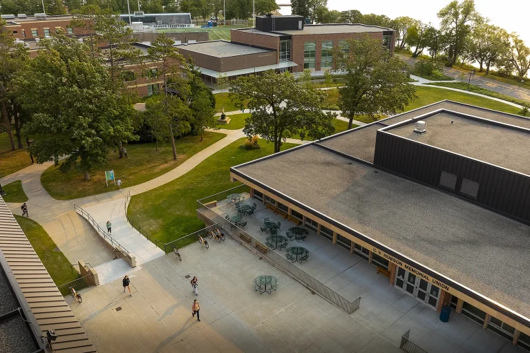 Ariel shot of Bemidji State. 