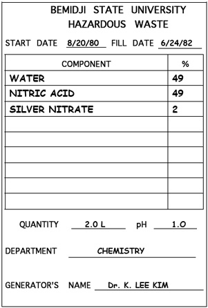 example waste label