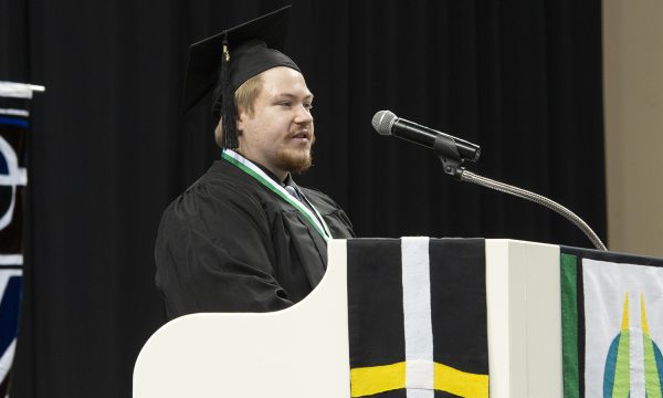 Student speaking at the 2022 student commencement