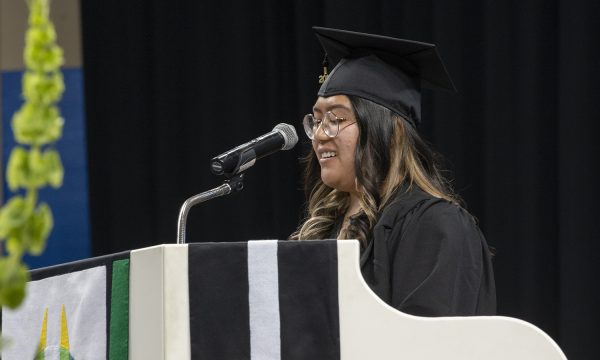 Student speaking at the 2022 student commencement