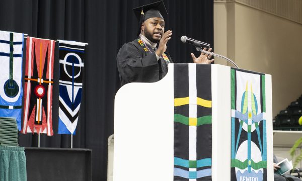 Student speaking at the 2022 student commencement