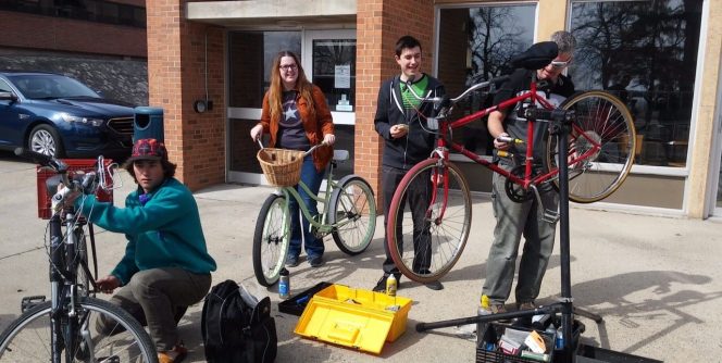 Bike fix-it clinics offered on campus during Earth Month.