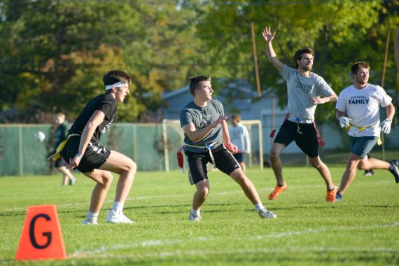 BSU young men playing flag football