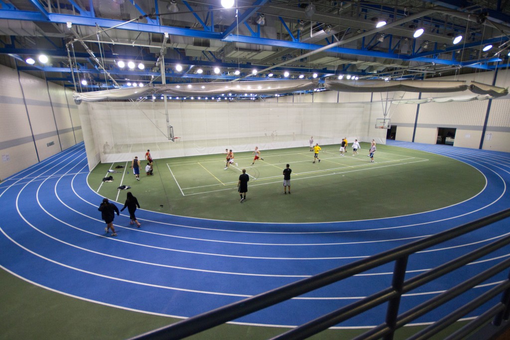The track at Bemidji State University with a court in the middle