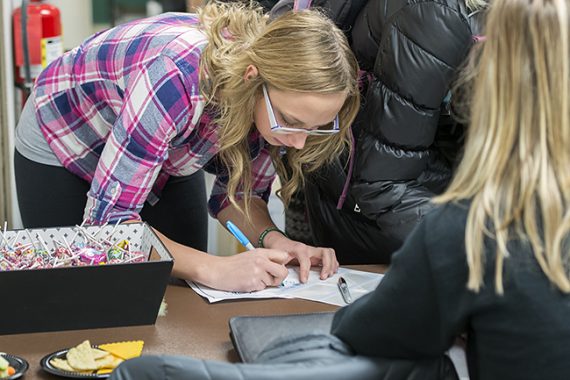 Student filling out form