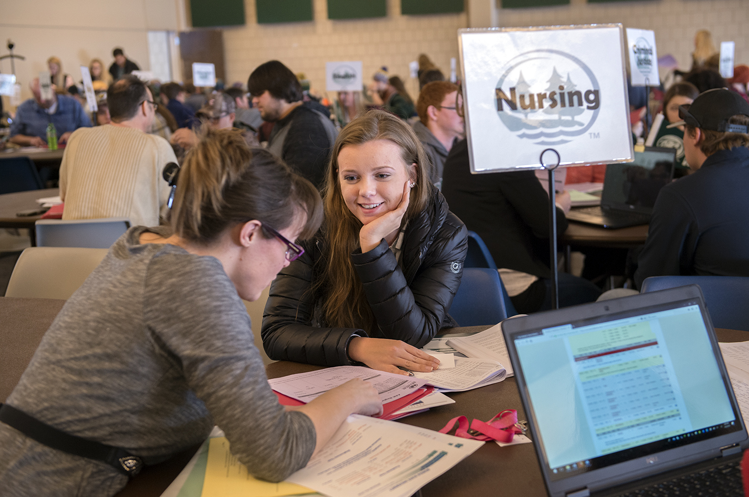 Student being advised by a nursing mentor
