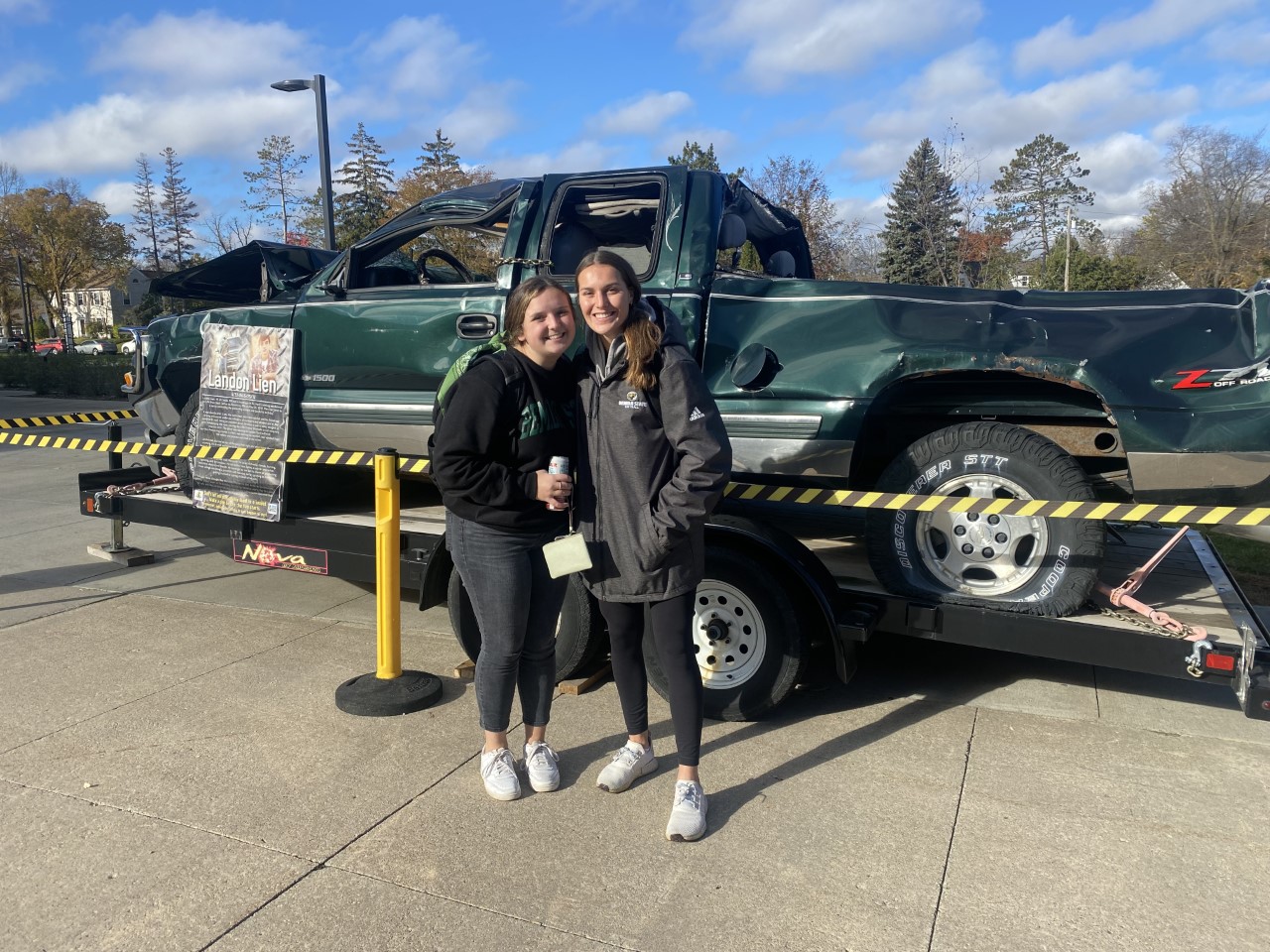 Students by Wrecked Truck