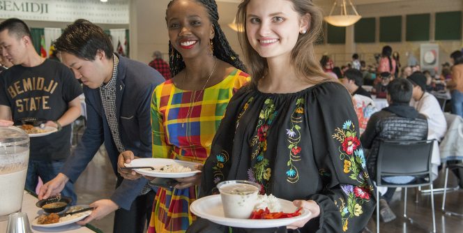 Attendees enjoyed a meal featuring food from across the globe.