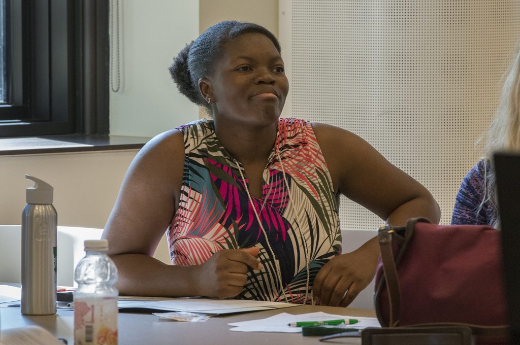 Graduate Student at a table