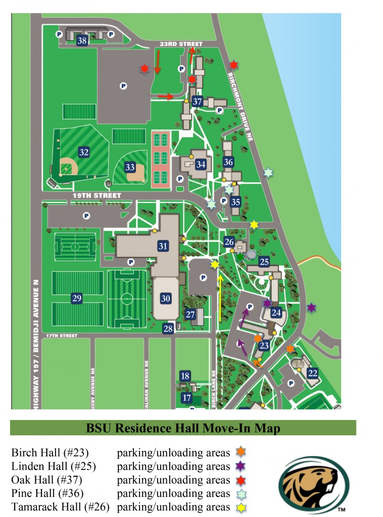 Bemidji State University Residence halls move in map